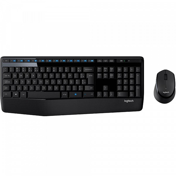 Teclado e Mouse Logitech MK345 Sem Fio 1000DPI Preto ABNT2 - 920-007821