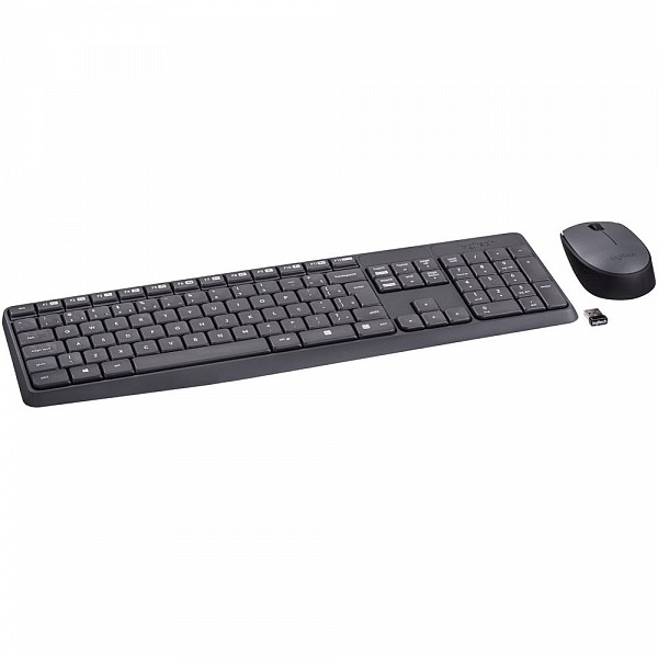 Teclado e Mouse Logitech MK235 Sem Fio Resistente à Água Preto ABNT2