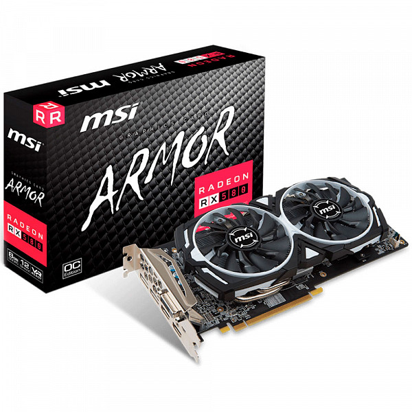 Placa de Vídeo Amd Msi Radeon RX 580 8gb Armor OC 256Bits Gddr5 Pci-Express 3.0 - 912-V341-237