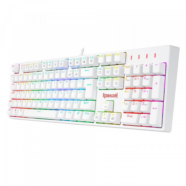 Teclado Óptico Gamer Redragon Surara Pro RGB, Switch Vermelho, ABNT2, Keycaps ABS Doubleshot, Branco - K582W-RGB-PRO (PT-RED)