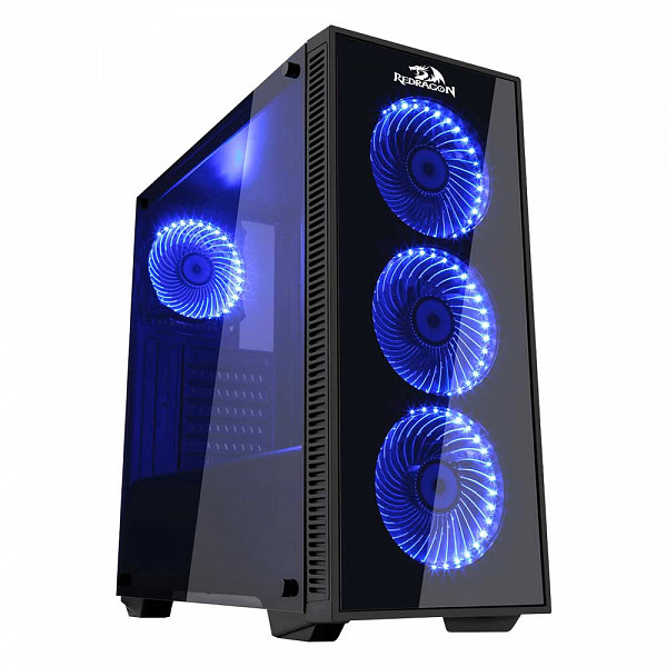 Gabinete Gamer Redragon Sideswipe, Mid Tower, Com 4 Fans RGB, Vidro Temperado, Black, S-Fonte, GC-601