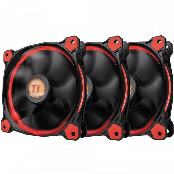 Cooler FAN Thermaltake RIING 12cm LED Radiator Red Pack com 3 CL-F055-PL12RE-A
