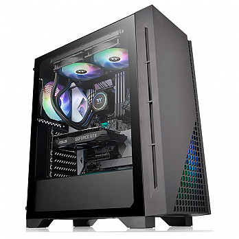 Gabinete Gamer Thermaltake H330 TG, Mid Tower, Vidro Temperado, Black, ATX, Sem Fonte, Com 1 Fan, CA-1R8-00M1WN-00