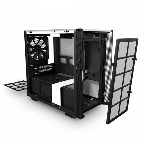 Gabinete Gamer NZXT H210, Mini Tower, com FAN, Lateral em Vidro, Branco/Preto - CA-H210B-W1