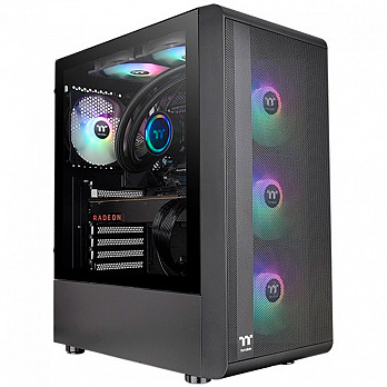 Gabinete Gamer Thermaltake S200 TG ARGB, Mid Tower, Vidro Temperado, ATX, Black, Sem Fonte, Com 3 Fans, CA-1X2-00M1WN-00