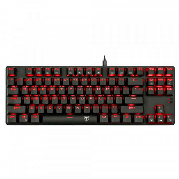 Teclado Mecânico Gamer T-Dagger Bora, Preto, Led Red, Switch Blue