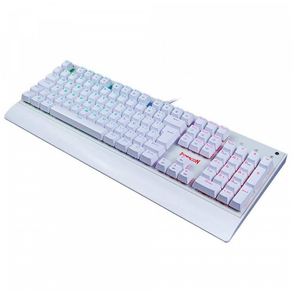 Teclado Mecânico Gamer Redragon Kala Lunar White K557W, RGB, Switch Blue, ABNT2