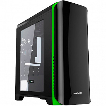 Gabinete Gamemax HERO H602-BG c/Janela Mid Tower s/fonte Preto e Verde