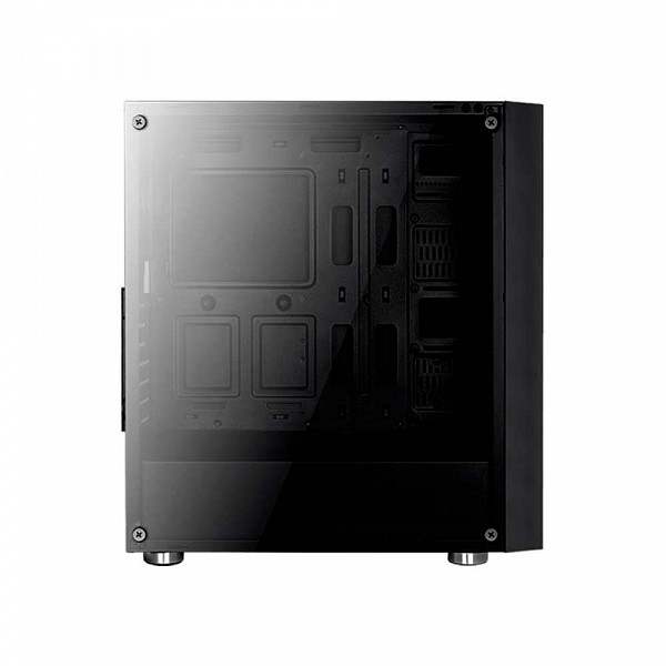 Gabinete Gamer Aerocool Quartz Revo ARGB, Com 3 Fans, Mid Tower, Vidro Temperado, Black, S-Fonte