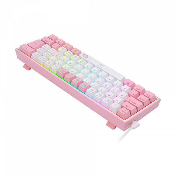 Teclado Mecânico Gamer Redragon Fizz, Switch Blue, ABNT 2, White/Pink, K617-RGB-WP