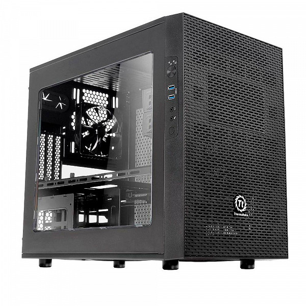 Gabinete Thermaltake Core X1 ITX Cube Case Com Janela Lateral Acrilica CA-1D6-00S1WN-00 Black