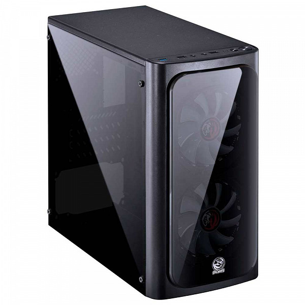 Gabinete Gamer PCYes Venus sem Fonte, Mid Tower, USB 3.0, 2 Fans LED Vermelho, Preto com Lateral em Acrílico - VENPTVM2FCA