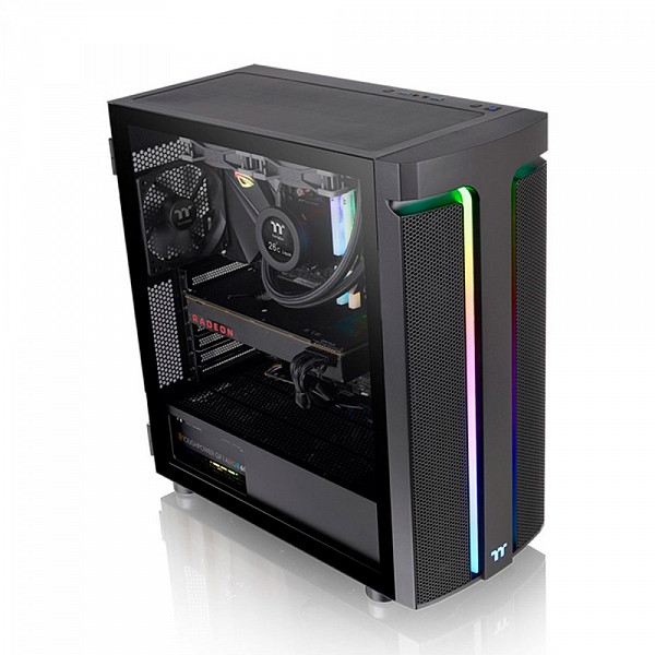 Gabinete Gamer Thermaltake H590 TG ARGB, Mid Tower, Vidro Temperado, Black, E-ATX, Sem Fonte, Com 2 Fans, CA-1X4-00M1WN-00