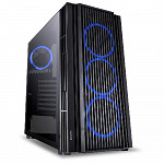 Gabinete Mid-Tower Atmos Preto Com 4 Fans 120Mm Led Azul - Lateral Em Vidro Temperado - Atptaz4fcv