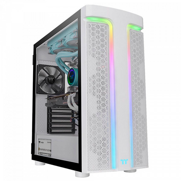 Gabinete Gamer Thermaltake H590 TG Snow ARGB, Mid Tower, Vidro Temperado, White, E-ATX, Sem Fonte, Com 2 Fans, CA-1X4-00M6WN-00