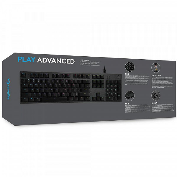 Teclado Mecânico Gamer Logitech G512 Carbon, RGB, Switch GX Brown, ABNT2 - 920-009400