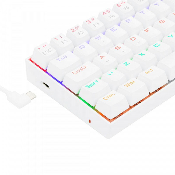 Teclado Mecânico Gamer Redragon Lakshmi Lunar White, Rainbow, Switch Blue, Layout 60%, ABNT2, Branco - K606W-R (PT-BLUE)