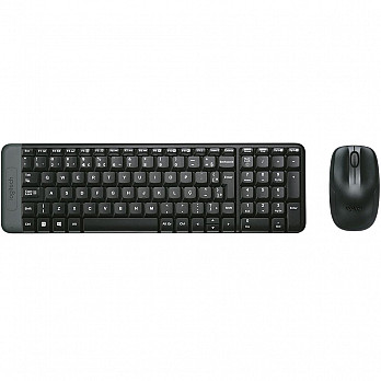 Teclado e Mouse Logitech MK220 Sem Fio Compacto Preto ABNT2
