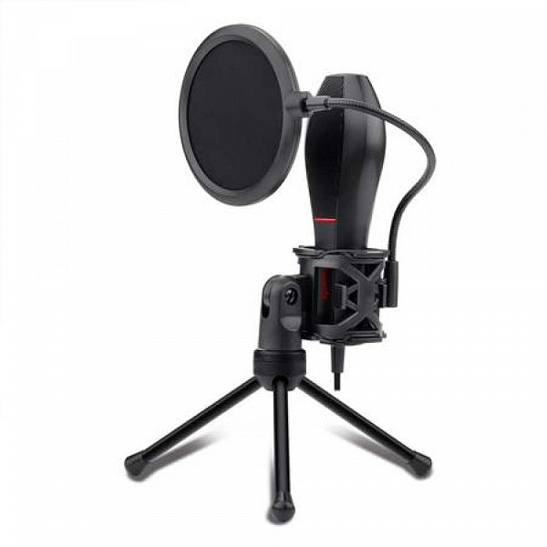 Microfone Gamer Streamer Redragon Quasar C/ Tripé, USB, Black, GM200