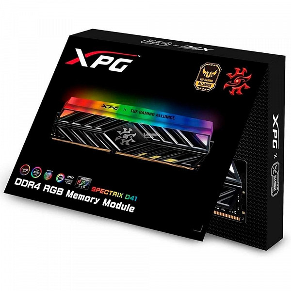 Memória XPG Spectrix D41 TUF RGB, 8GB, 3200MHz, DDR4, CL16, Cinza - AX4U32008G16A-ST41