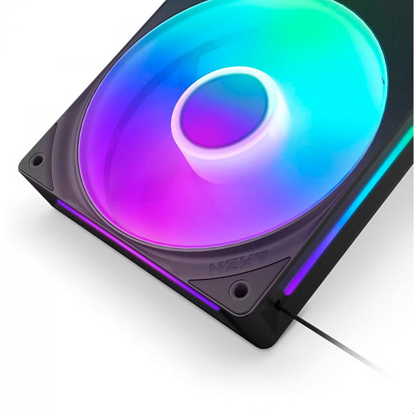 Kit Fan 360mm NZXT F360 RGB Core, 3 Ventoinhas De 120mm, Single-Frame, Preto, RF-U36HF-B1