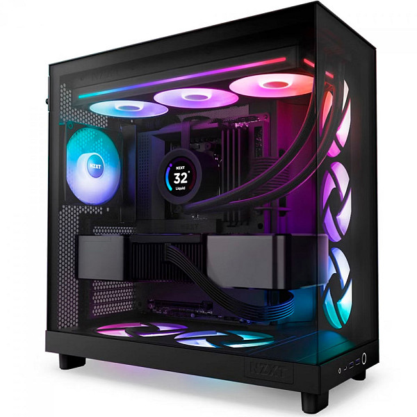 Kit Fan 360mm NZXT F360 RGB Core, 3 Ventoinhas De 120mm, Single-Frame, Preto, RF-U36HF-B1