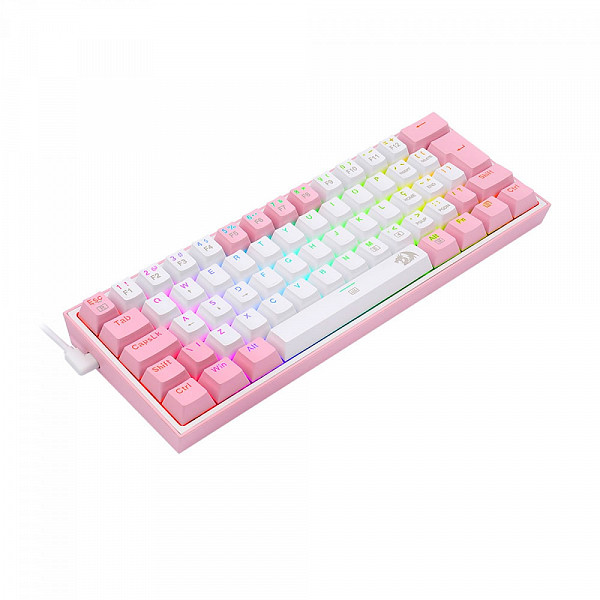 Teclado Mecânico Gamer Redragon Fizz, Switch Blue, ABNT 2, White/Pink, K617-RGB-WP