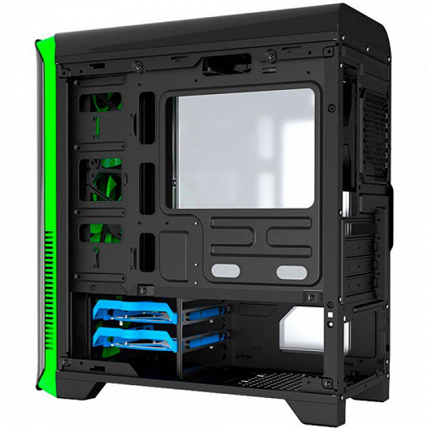 Gabinete Gamemax HERO H602-BG c/Janela Mid Tower s/fonte Preto e Verde