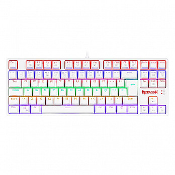 Teclado Mecânico Gamer Redragon Daksa Lunar White, Rainbow, Switch Blue, ABNT2, Branco - K576W-R (PT-BLUE)