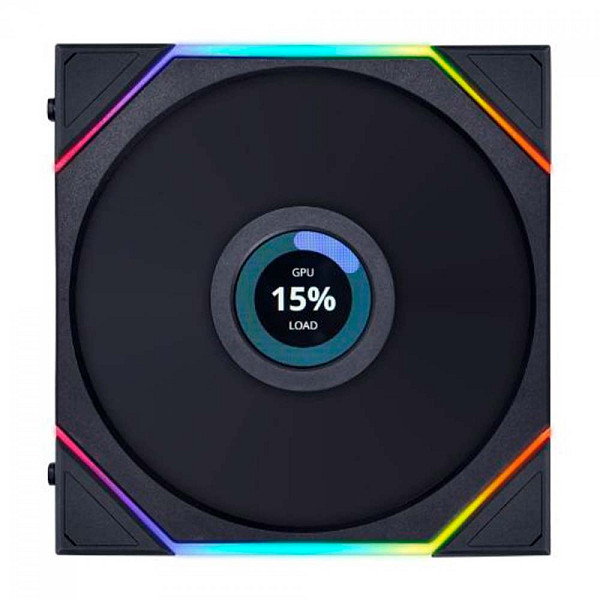 Kit Fan Com 3 Unidades Lian Li Uni Fan TL LCD, RGB, 120mm, Com Tela, Preto, 12TLLCD3B BLACK