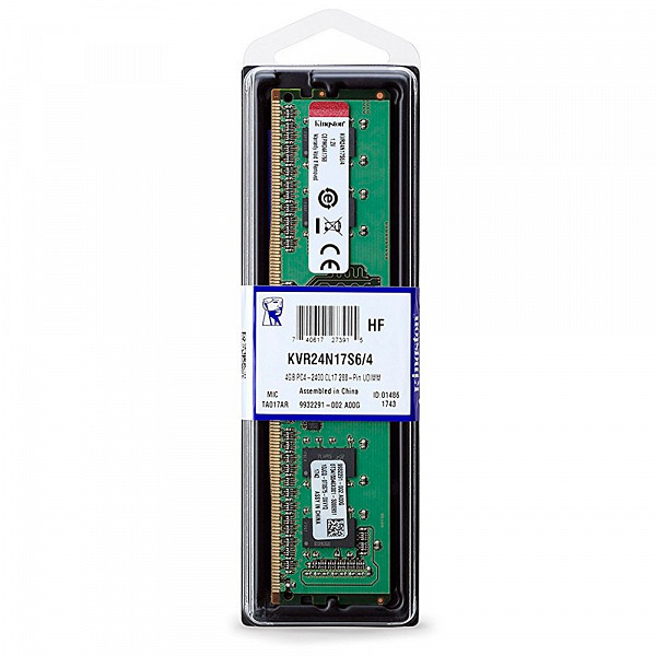 Memória Kingston 4GB 2400Mhz DDR4 CL17 KVR24N17S6-4
