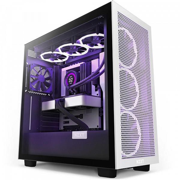 Gabinete NZXT H7 Flow, Mid Tower, ATX, Lateral em Vidro Temperado, 2x Fans, Preto e Branco - CM-H71FG-01