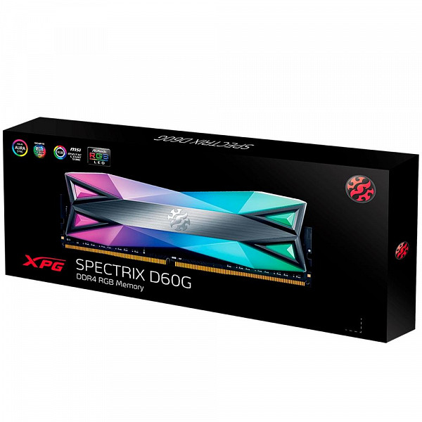 Memória XPG Spectrix D60G RGB 8GB, 3000MHz, DDR4, CL16, Cinza - AX4U300038G16-ST60