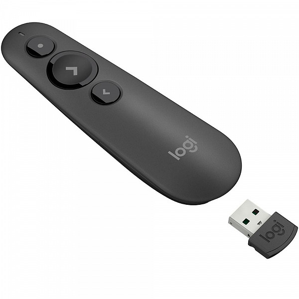 Apresentador sem fio Logitech R500 com Laser Pointer Vermelho, Conexão por USB ou Bluetooth, Aplicativo para Personalização - 910-005333