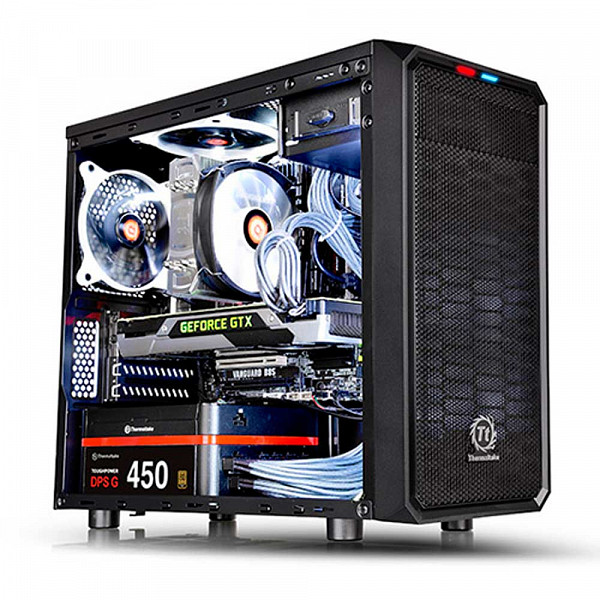 Gabinete Gamer Thermaltake Versa H15, Mini Tower, Com 1 Fan, Black, S-Fonte, CA-1D4-00S1WN-00