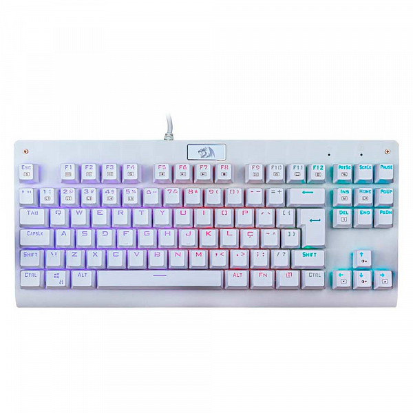 Teclado Gamer Dark Avenger Lunar Branco RGB switch Vermelho - Redragon