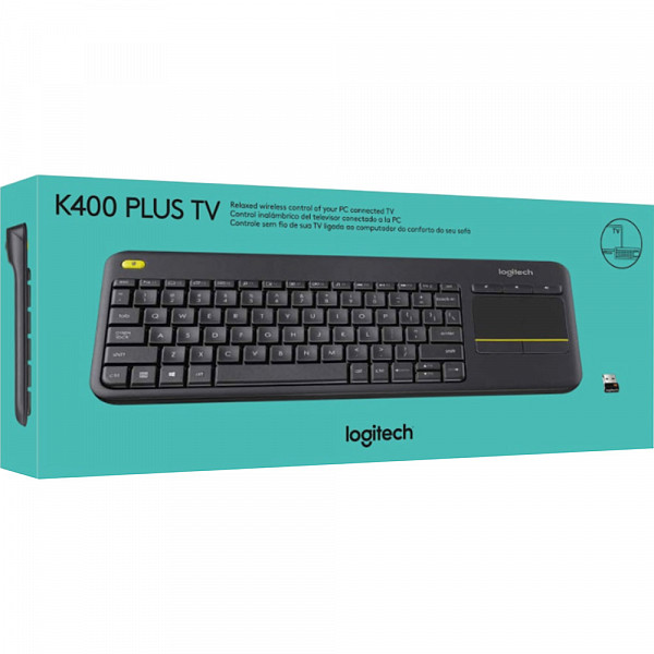 Teclado Sem Fio Logitech K400 Plus com Touchpad, Multimídia, Unifying, ABNT2, Cinza - 920-007125