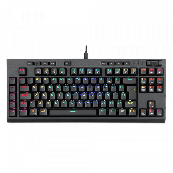Teclado Óptico Gamer Redragon Broadsword Pro, RGB, USB, Switch Brown, Anti-Ghosting, ABTN2 - K588RGB-PRO