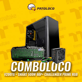 Gabinete Thermaltake V200 Tg + Fonte Thermaltake 500W 80 Plus White + Teclado e Mouse Thermaltake TT Sports Challenger Prime