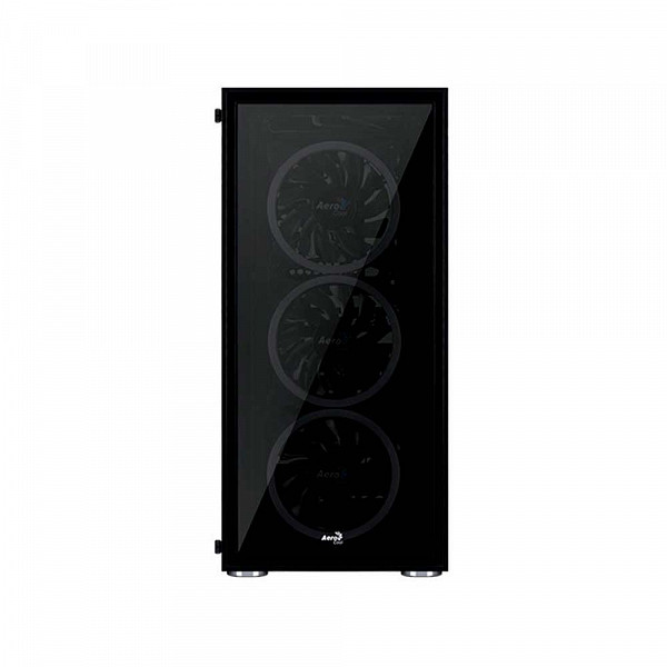 Gabinete Gamer Aerocool Quartz Revo ARGB, Com 3 Fans, Mid Tower, Vidro Temperado, Black, S-Fonte