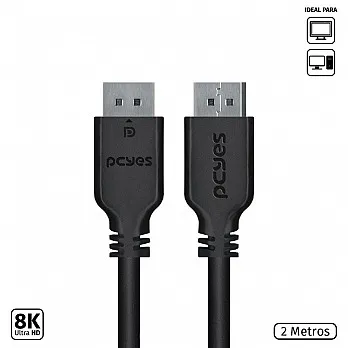 Cabo DisplayPort macho para DisplayPort macho - 2 metros v1.2 - pdpm-2
