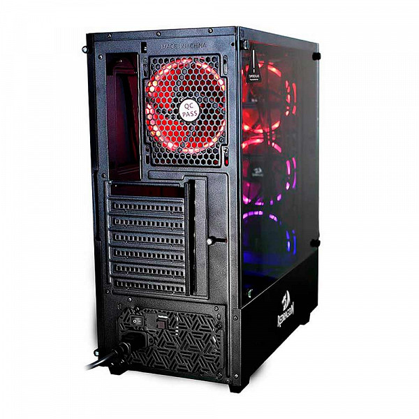 Gabinete Gamer Redragon Grapple, Mid Tower, Sem Fan, Vidro Temperado, Black, Sem fonte, GC-607-BK