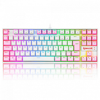 Teclado Mecânico Gamer Redragon Kumara, Switch Blue, RGB, ABNT2, White/Pink, K552WP-RGB PT-BLUE