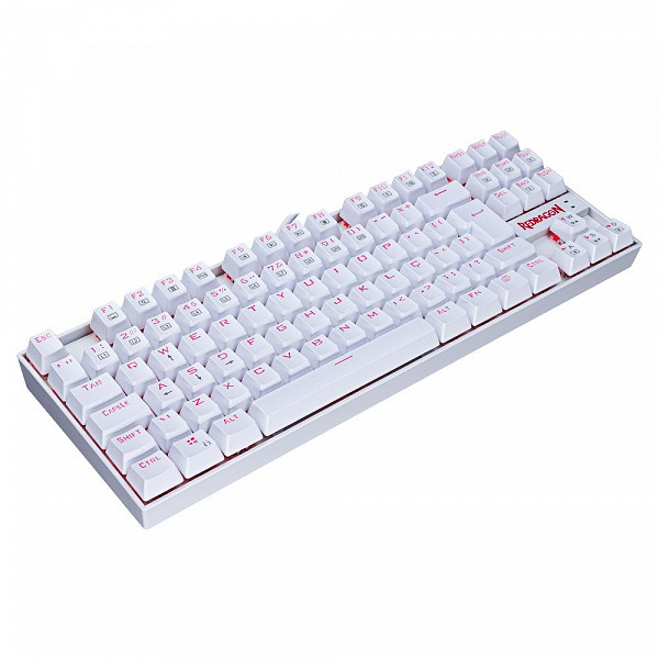 Teclado Mecânico Gamer Redragon Kumara Branco Switch Outemu Red LED Vermelho ABNT2 - K552W-2 (RED)