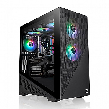 Gabinete Gamer Thermaltake Divider 370 TG ARGB, Mid Tower, Vidro Temperado, Sem Fonte, 3 fans ARGB de 120 mm, Preto,  CA-1S4-00M1WN-00