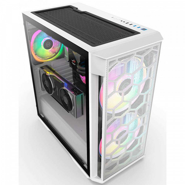 Gabinete Gamer ReDragon Demolisher, Mid Tower, Vidro Temperado, White, ATX, Sem Fonte, Sem Fan, GC-706W