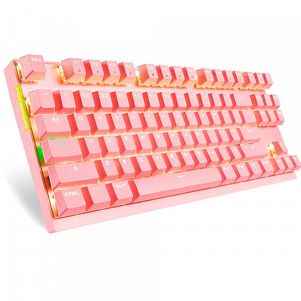 Teclado Mecânico Gamer Motospeed GK82 Rosa Led Branco