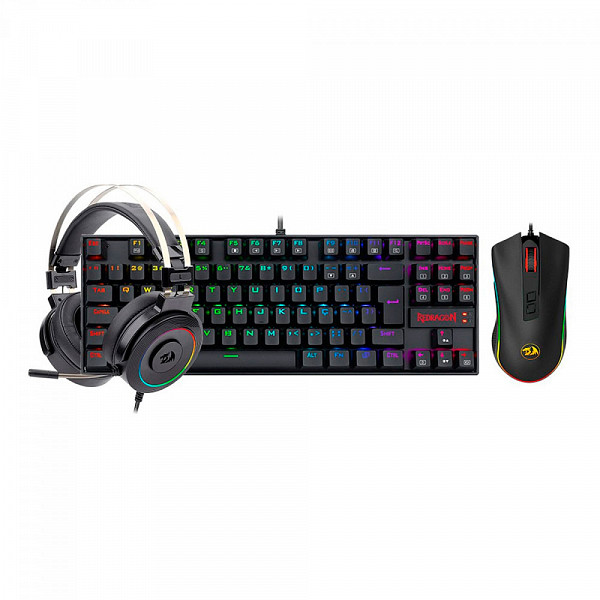 Combo Gamer Redragon S125 com Teclado Mecânico, Mouse e Headset RGB