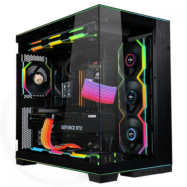 Kit Fan Com 3 Unidades Lian Li Uni Fan SL Wireless LCD, Reverse Blade, ARGB, 120mm, Com Tela, Black, 12RSLLCD1W3B
