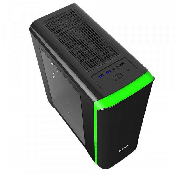 Gabinete Gamemax HERO H602-BG c/Janela Mid Tower s/fonte Preto e Verde